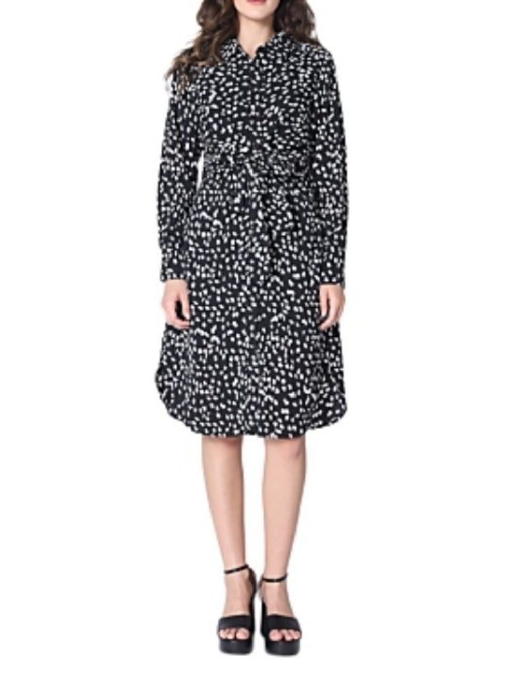 Gracia Tie Front Shirt Dress Black Size XL